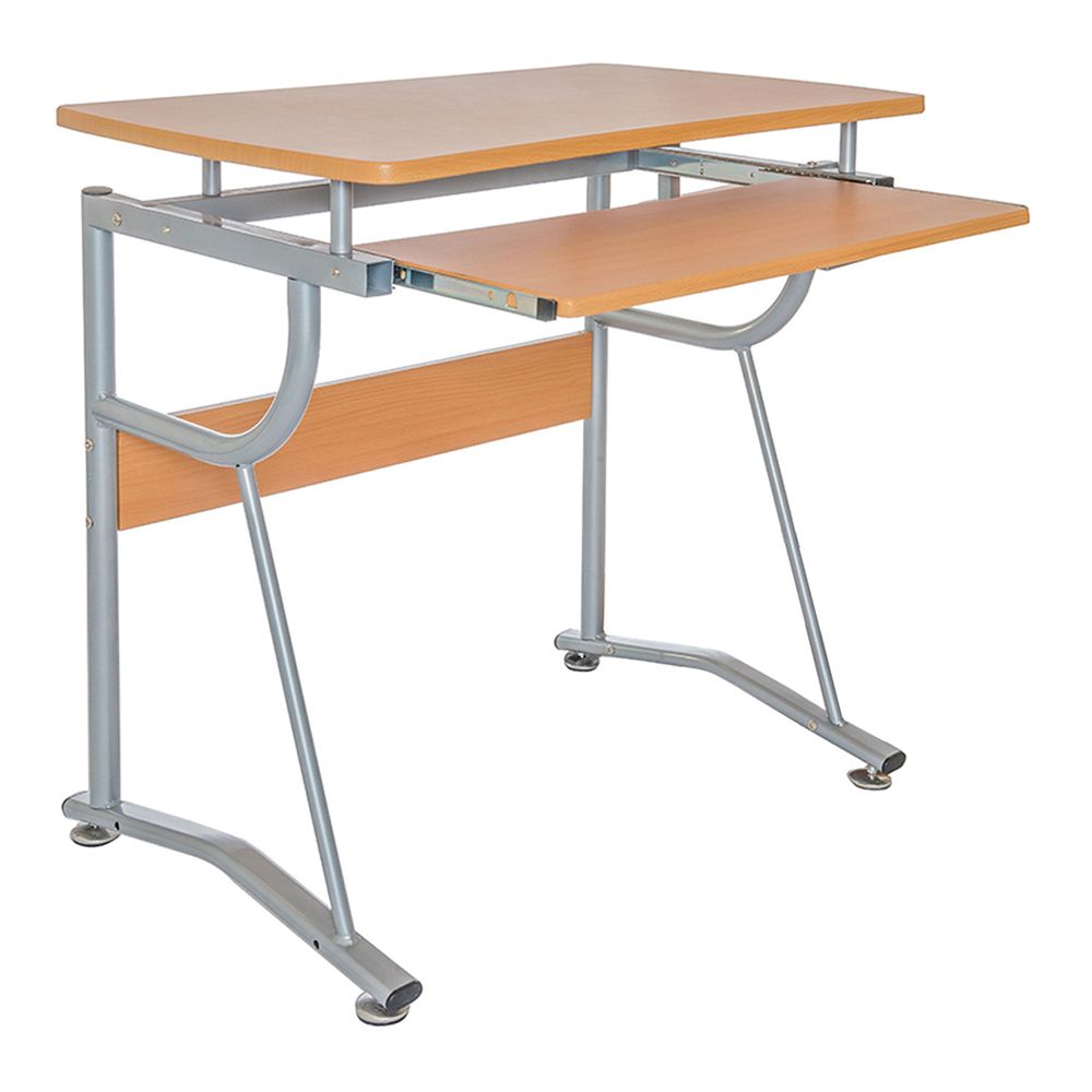 Techni Mobili Compact Computer Desk with Side Shelf & Keyboard Panel