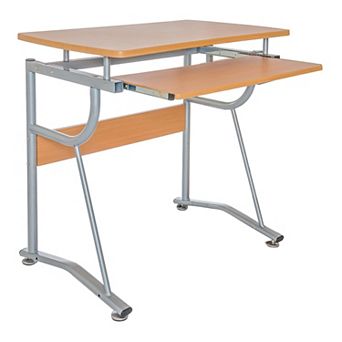 Techni Mobili Compact Computer Desk with Side Shelf & Keyboard Panel