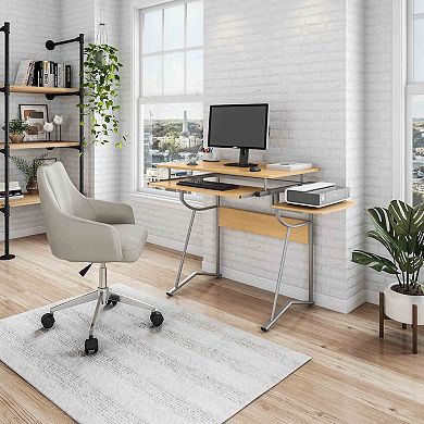 Techni Mobili Compact Computer Desk with Side Shelf & Keyboard Panel