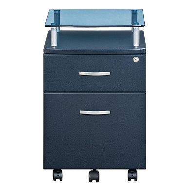 Techni Mobili Rolling File Cabinet with Glass Top