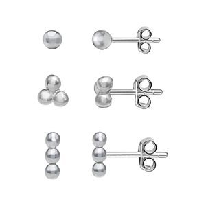PRIMROSE Sterling Silver Nickel Free Ball Stud Earring Set