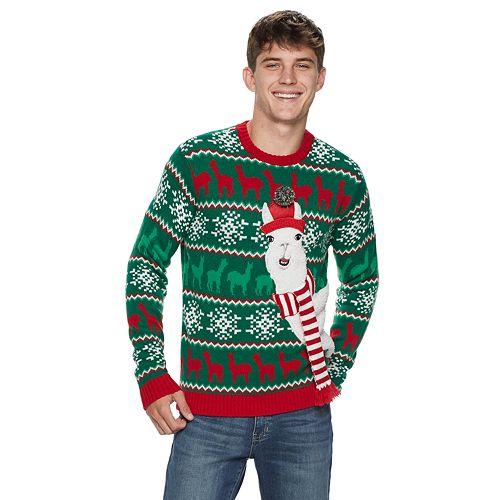 Men's Surprised Llama Ugly Christmas Sweater