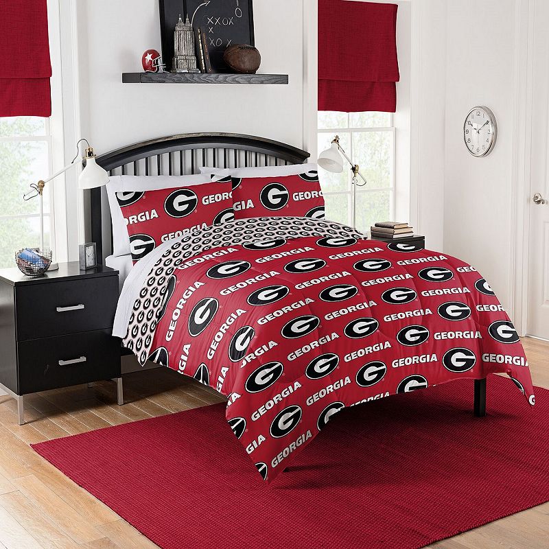 Georgia NCAA Queen Bed Set by Northwest, Multicolor