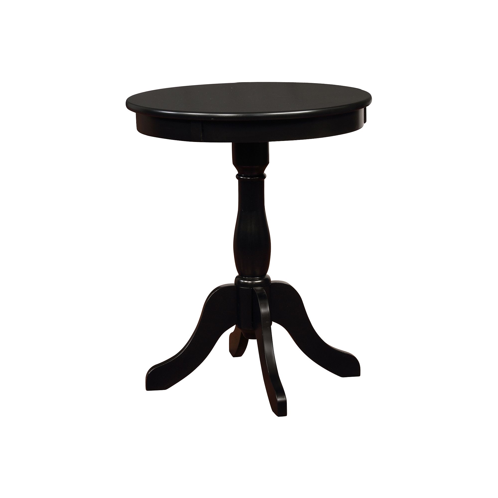 Linon Round End Table with Lower Shelf, Black