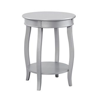 Linon Round End Table with Lower Shelf