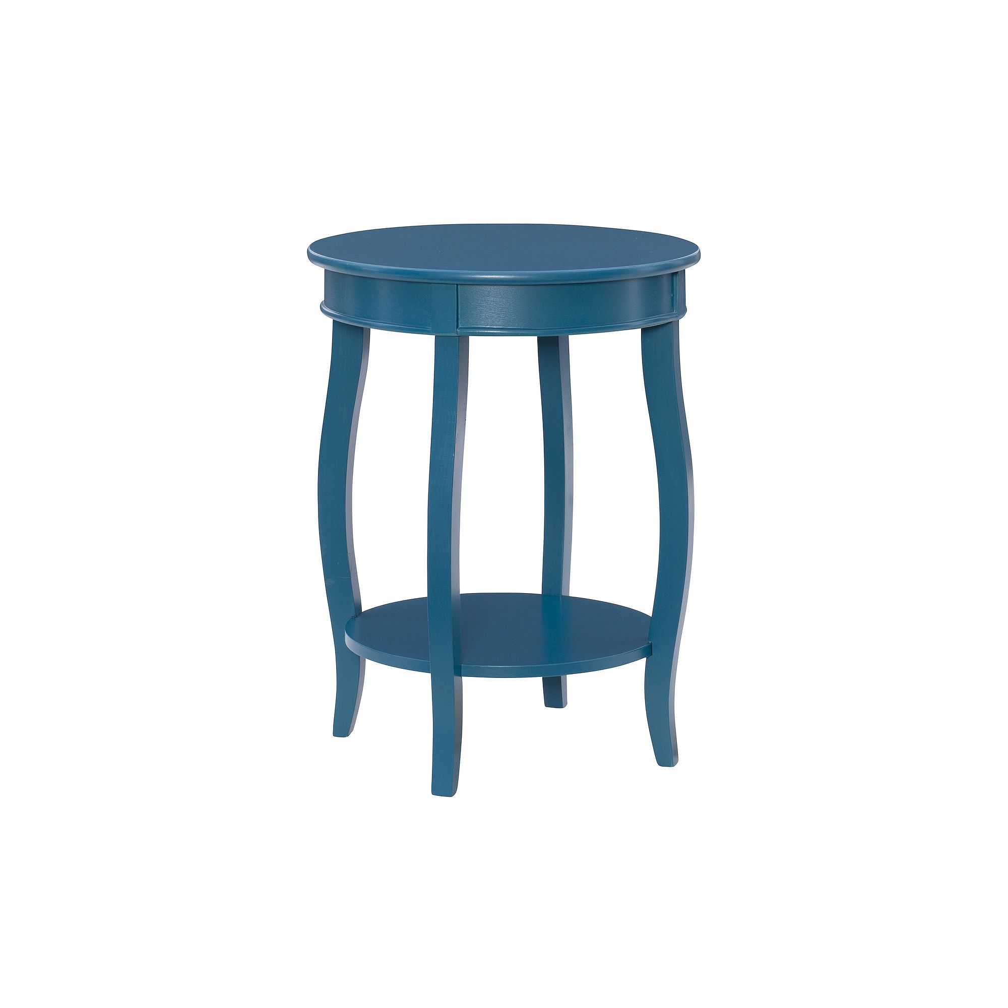 Linon Round End Table with Lower Shelf, Blue