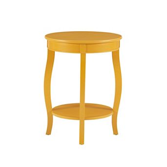 Linon Round End Table with Lower Shelf
