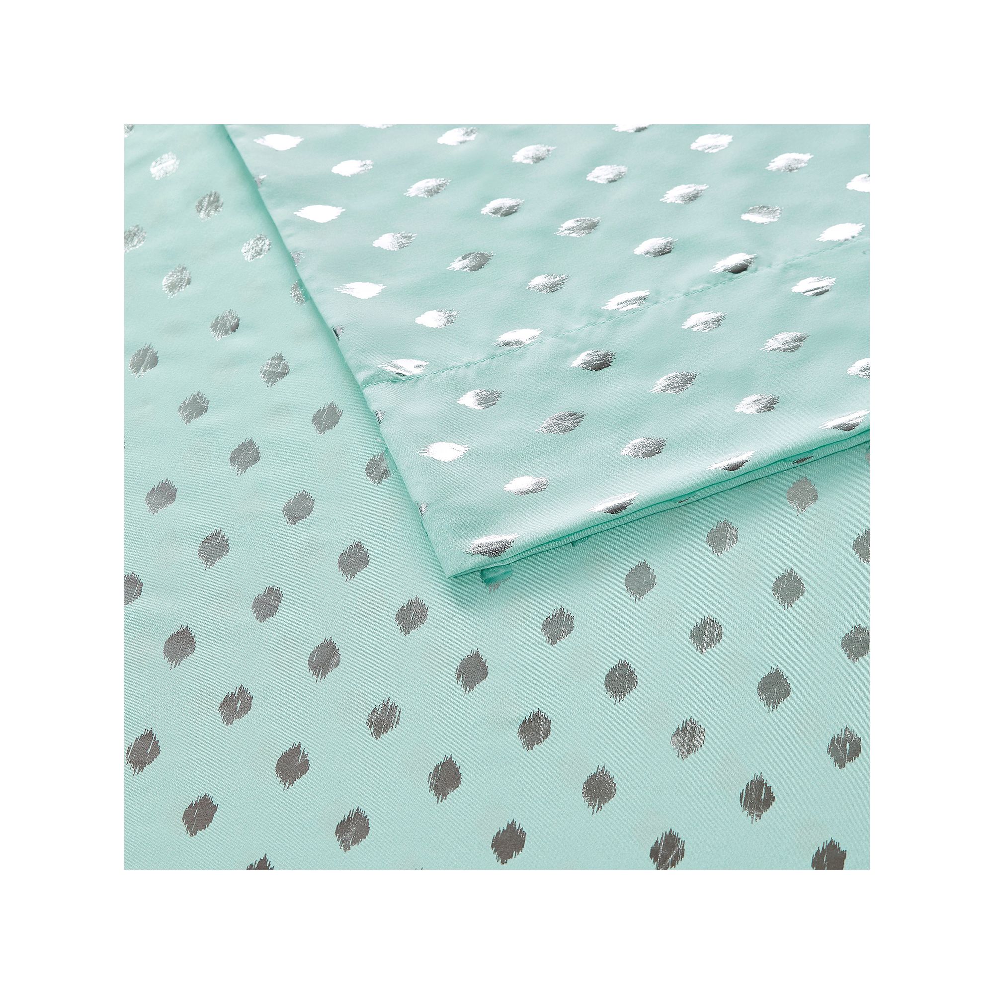 Intelligent Design Metallic Dot Printed Sheet Set, Aqua Silver