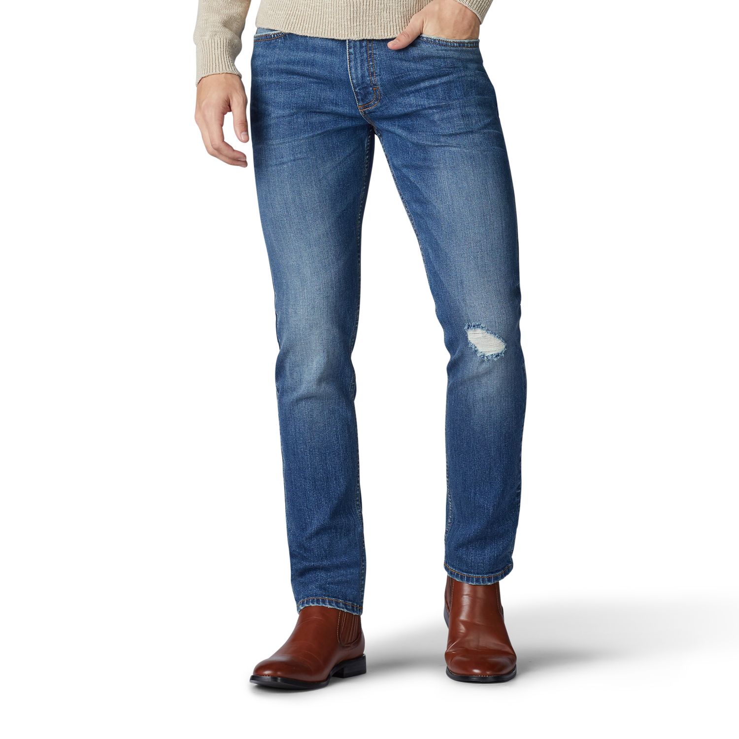 lee skinny men's blue jeans