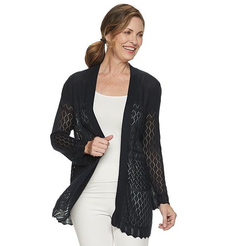 Women's Croft & Barrow® Pointelle Open-Front Cardigan