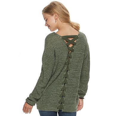 Juniors' SO Lace Back Sweater