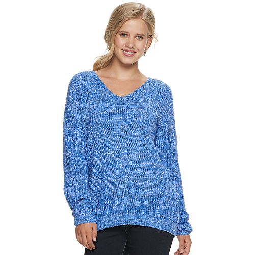 Juniors' SO® Lace Back Sweater