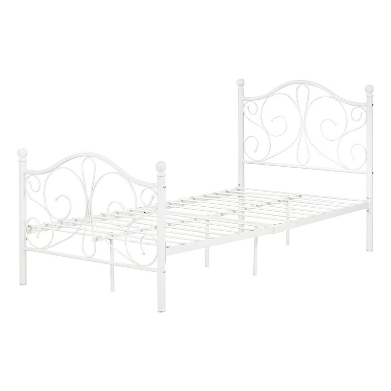 South Shore Summer Breeze Complete Metal Platform Bed, White, Twin