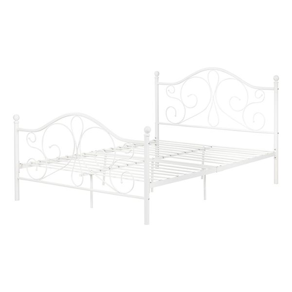 South Shore Summer Breeze Complete Metal Platform Bed, Full Size, Pure White