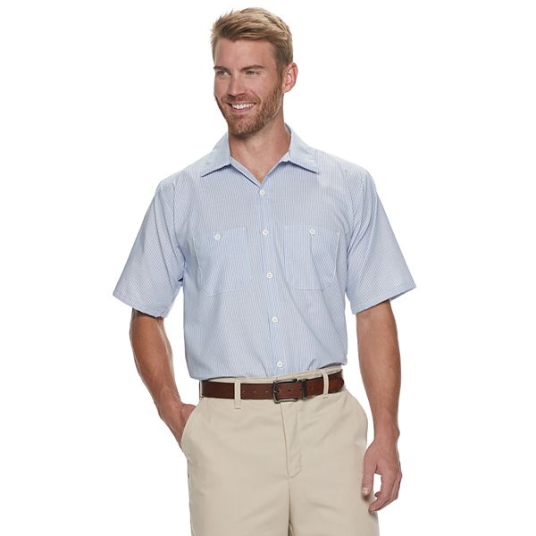 Men's Red Kap Striped Industrial Button-Down Work Shirt