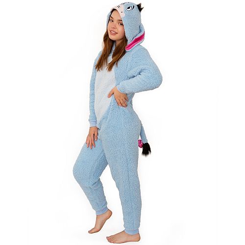 Juniors' Disney's Winnie the Pooh Eeyore Hooded One-Piece Pajamas