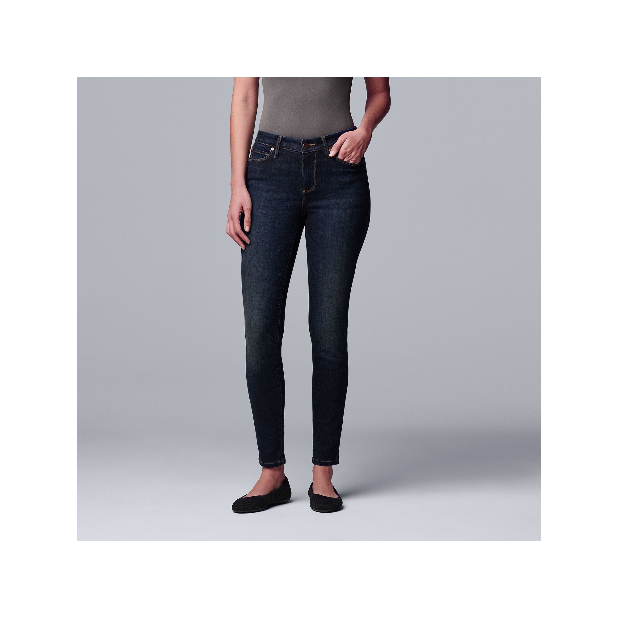 Womens Simply Vera Vera Wang Power Stretch Core Skinny Jeans, Size: 0, Den