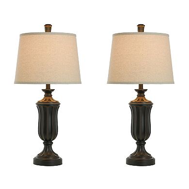 Table Lamp Bronze Wood Finish Set of 2
