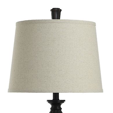 Table Lamp Bronze Wood Finish Set of 2