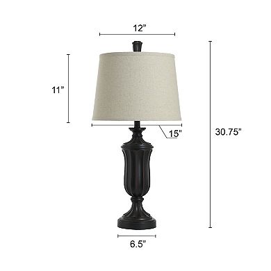 Table Lamp Bronze Wood Finish Set of 2