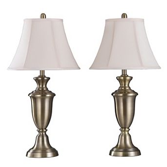 2 pc Antique Brass Table Lamp Set