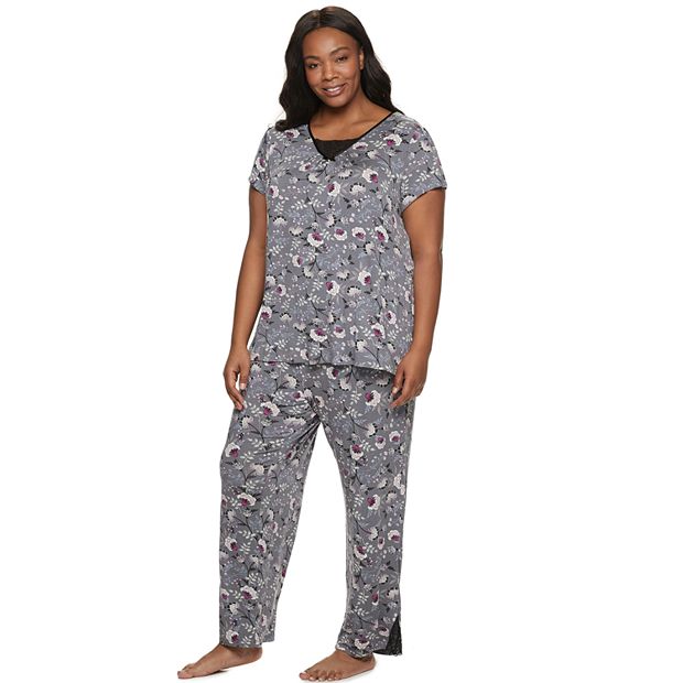 Kohls Plus Size Croft & Barrow® Pajamas: Island Getaway Lace Tee 