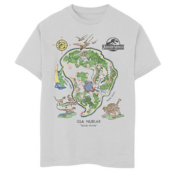 Boys 8-20 Jurassic World Isla Nublar Map Tee