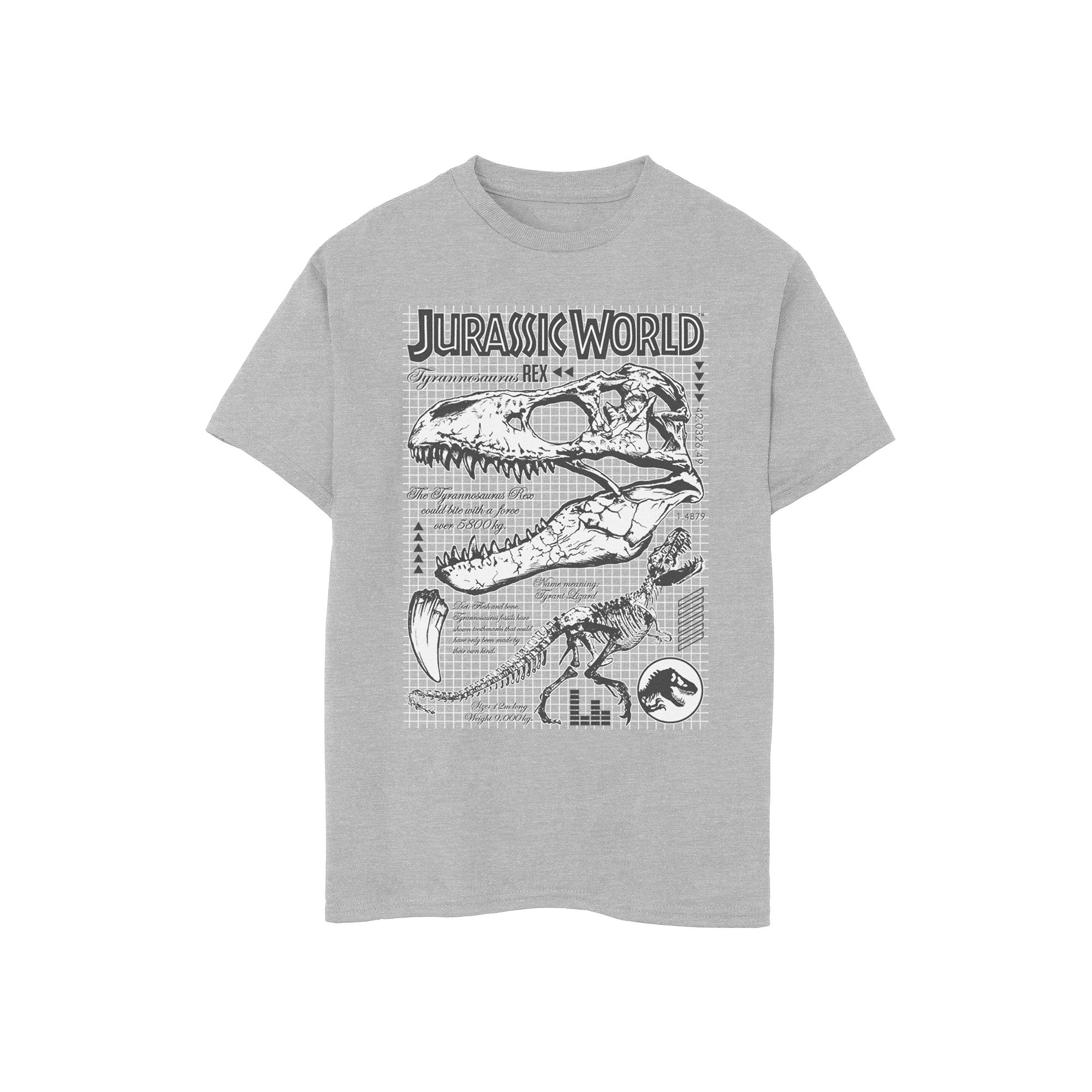 Boys Jurassic World Logo Graphic Tee, Boys, Size: XL, Athletic Grey
