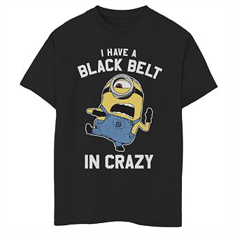 Boys 8-20 Minions Black Belt In Crazy Tee