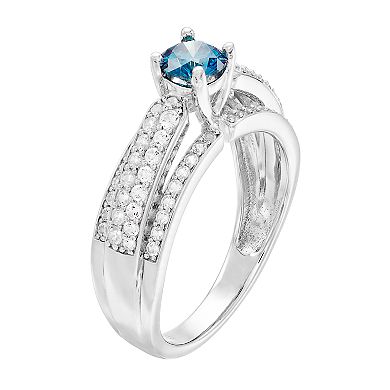 Lovemark 10k White Gold 1 Carat T.W. Blue & White Diamond Ring