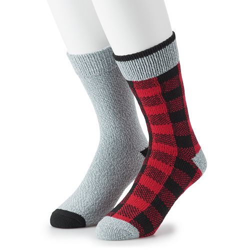 Men's Climatesmart® by Cuddl Duds 2Pack Buffalo Check & Twist Crew Socks