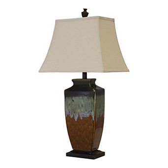 Varna Brown & Turquoise Glaze Ceramic Table Lamp
