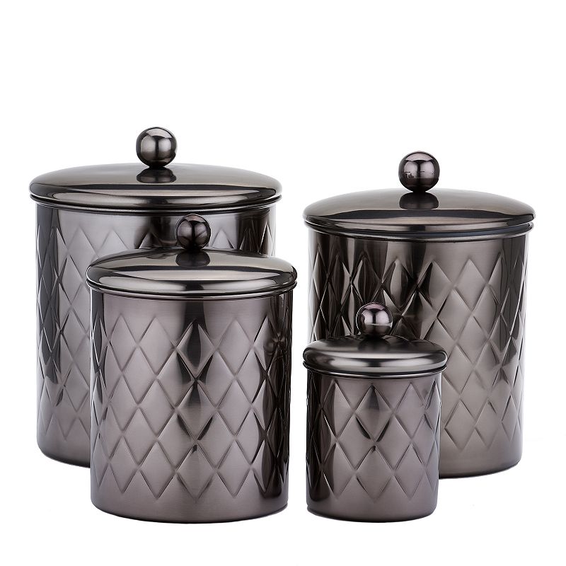 Old Dutch 4-pc. Black Mirror Diamond Canisters