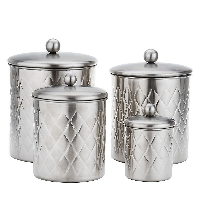 Old Dutch 4-pc. Brushed Nickel Diamond Canister Set, Multicolor