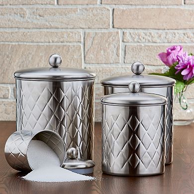 Old Dutch 4-pc. Brushed Nickel Diamond Canister Set