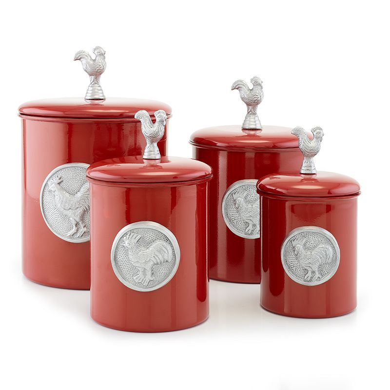 Old Dutch 4-pc. Red Rooster Canister Set