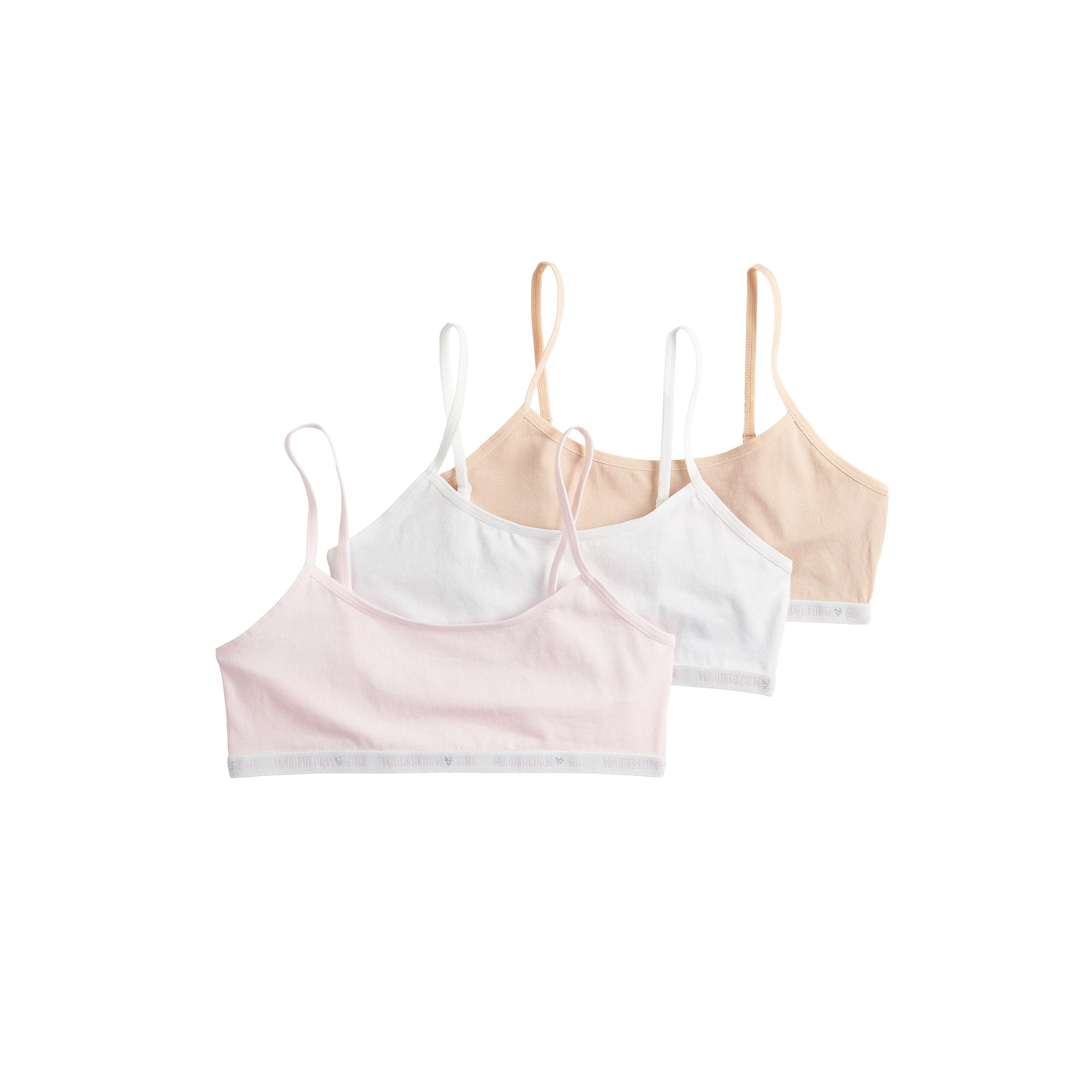 Girls 6-16 Maidenform® 3-Pack Logo Bralettes, Girls, Size: Small, Nude Wh