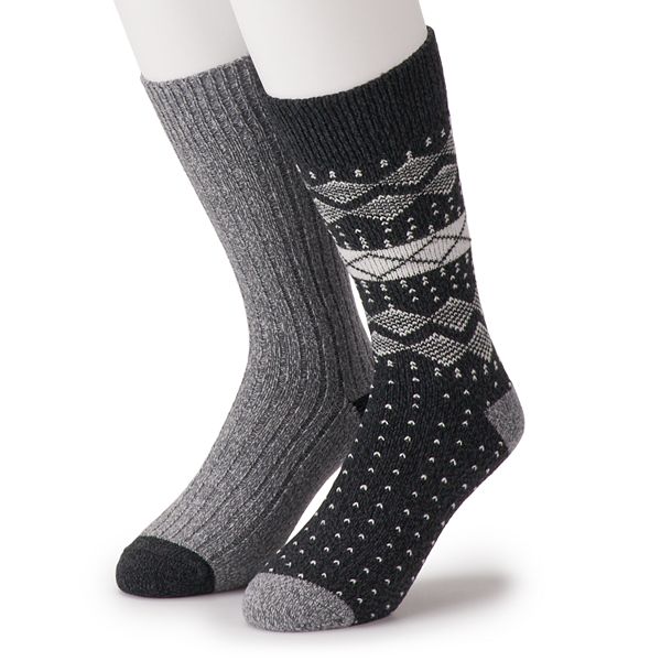 Men's Climatesmart® by Cuddl Duds 2Pack Nordic Fairisle & Twist Ribbed Crew Socks