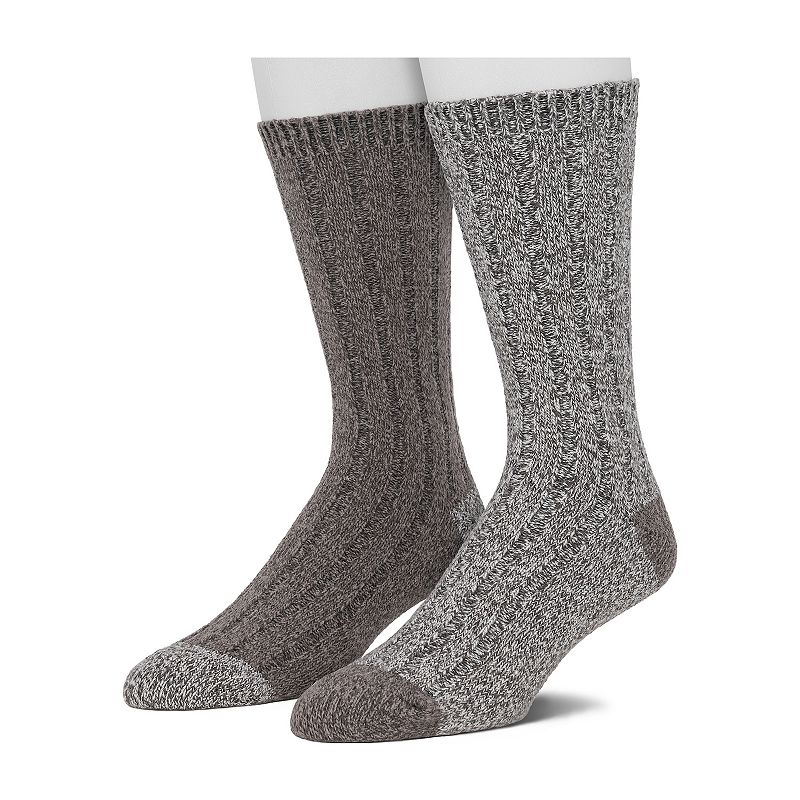 Mens Climatesmart by Cuddl Duds 2-Pack Twist Ribbed Crew Socks, Size: 10-1