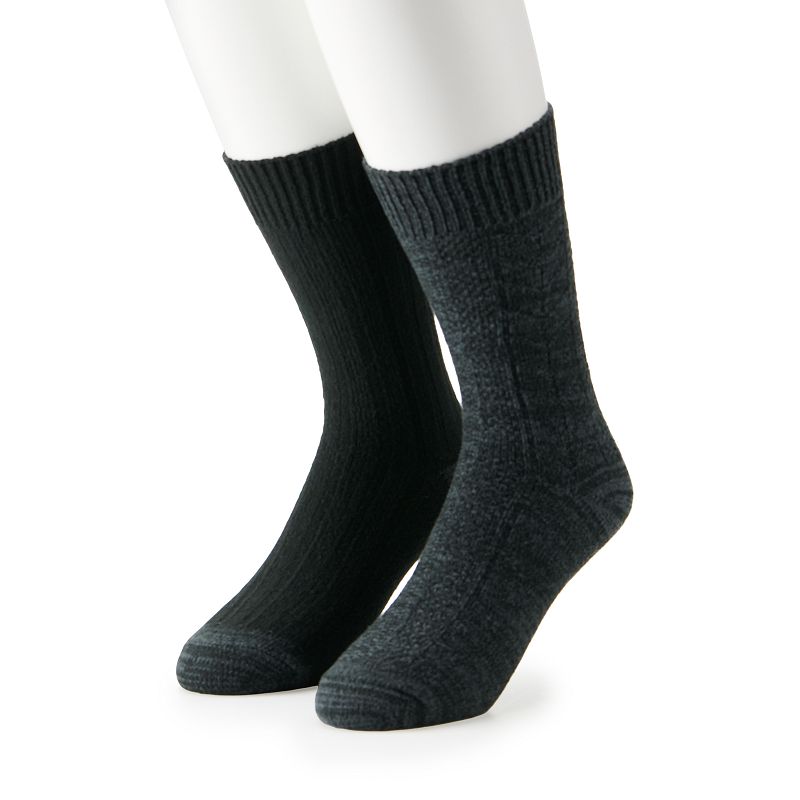 Mens Climatesmart by Cuddl Duds 2-Pack Twist Ribbed Crew Socks, Size: 10-1