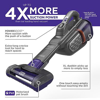 BLACK+DECKER™ 20V MAX* dustbuster® AdvancedClean+ Handheld Pet Vacuum With Base Charger and Extra Filter (HHVK515BPF07)