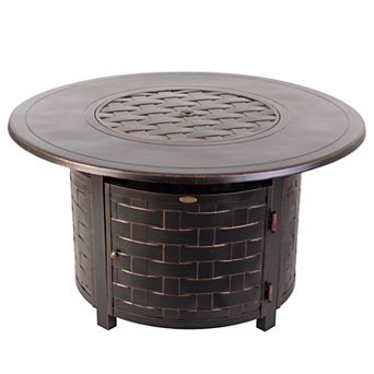 Perissa Faux Woven Round Propane Fire Pit