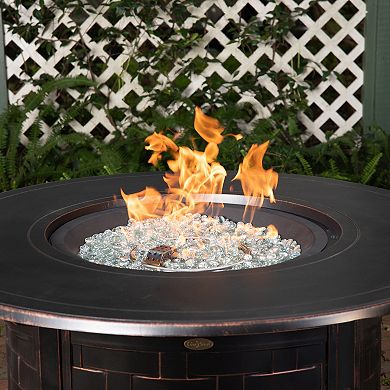 Perissa Faux Woven Round Propane Fire Pit