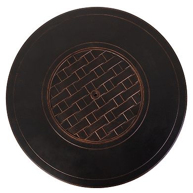 Perissa Faux Woven Round Propane Fire Pit