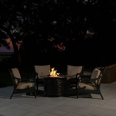 Perissa Faux Woven Round Propane Fire Pit