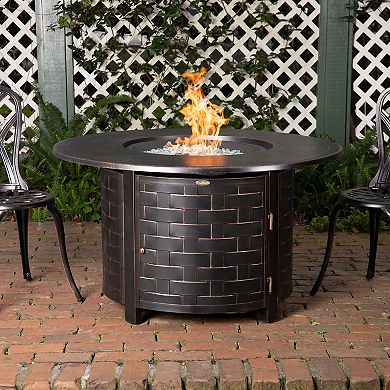 Perissa Faux Woven Round Propane Fire Pit