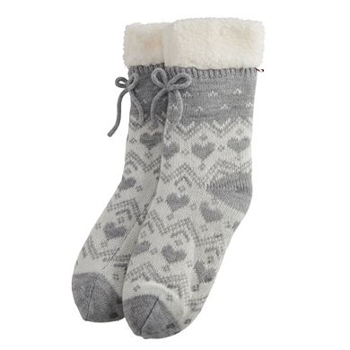 Women's LC Lauren Conrad Heart Sherpa-Lined Slipper Socks