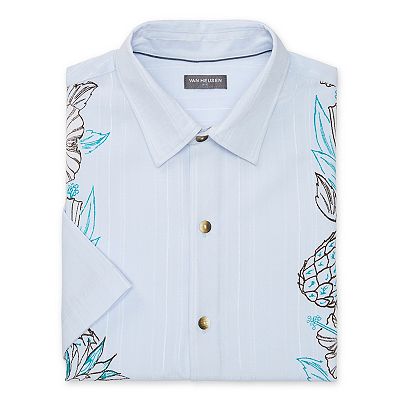 Camisa Van Heusen Para Hombre - Manga Corta, Estampado Tropical Y Fresca