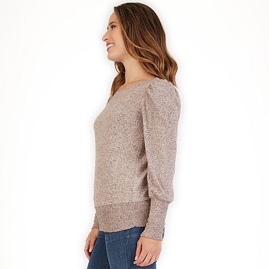 Women's Apt. 9 Fuzzy Printed Button Sleeve Top