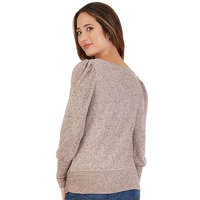 Women's Apt. 9 Fuzzy Printed Button Sleeve Top